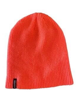 Burton Neon coral Knit Beanie Hat One Size Winter Ski Snowboard Ribbed